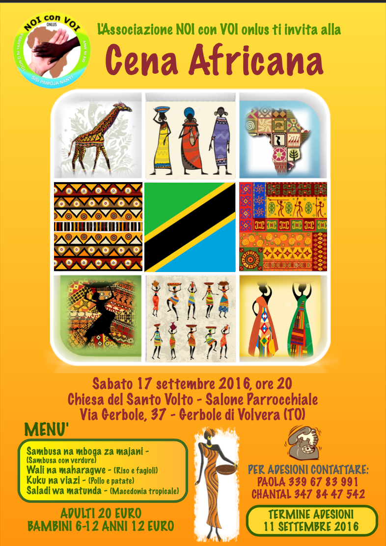 17 settembre 2016: Cena Africana 